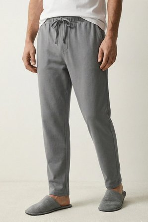 elemge %100 Pamuk Compact Tok Penye Süprem Erkek 2'li Pijama Takımı Rahat Kalıp Kısa Kol Cepli İpli Gri Byz