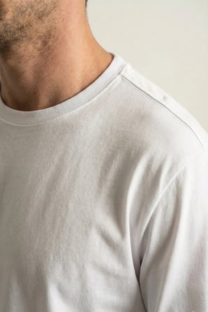 elemge %100 Pamuk Erkek Süprem Basic T-Shirt Compact Penye Tok Kumaş Uzun Kollu Beyaz Sporcu Tişört Body