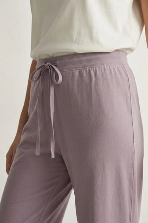 elemge %100 Pamuk Süprem Kadın Pijama Altı Bol Kalıp Compact Penye Lila Geniş Paça Ipli Terletmez Alt