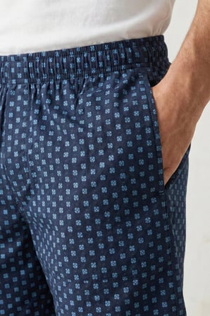 elemge Pamuklu 2'li Erkek Pijama Şort Ince Compact Penye Lacivert & Mavi Cepli Rahat Kalıp Terletmez Likra