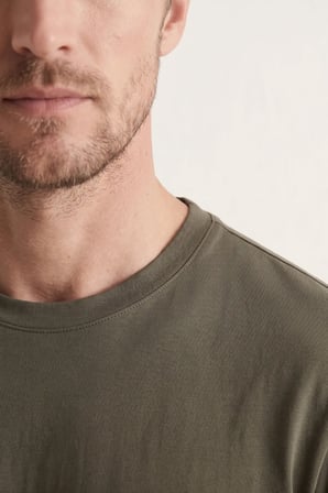 Elemge Pamuk Likra Vücuda Oturan Magic Fit Haki Erkek T-Shirt Compact Penye Kısa Kol Esnek Tişört Elastan