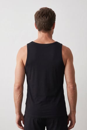 Elemge Premium Pamuklu Süprem Nefes Alan Ter Emici Yumuşak Doku Compact Penye Erkek Siyah Atlet Regular Fit Normal Kesim Esnek Likralı Terletmez Elastan