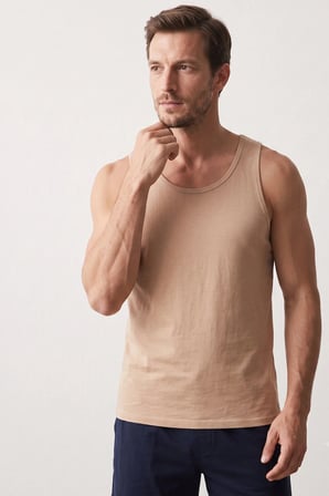 Elemge Premium Pamuklu Süprem Nefes Alan Ter Emici Yumuşak Doku Compact Penye Erkek Ten Rengi Atlet Regular Fit Normal Kesim Esnek Likralı Terletmez Elastan