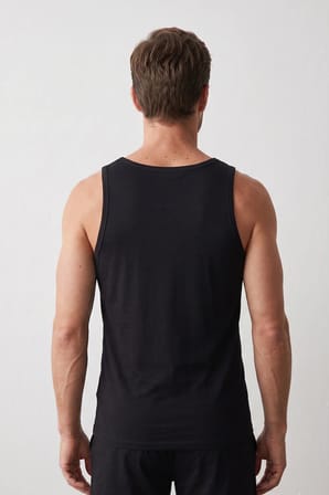 Elemge 2'li Premium Pamuklu Süprem Nefes Alan Ter Emici Yumuşak Doku Compact Penye Erkek Siyah Atlet Regular Fit Normal Kesim Esnek Likralı Terletmez Elastan