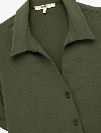 Regular Fit Kaçık Yaka Kısa Kollu Gömlek