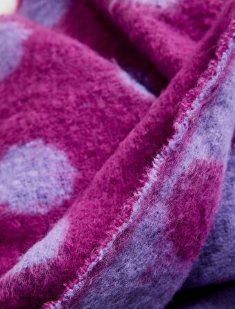 Puantiyeli Püsküllü Yumuşak Dokulu Uzun Atkı