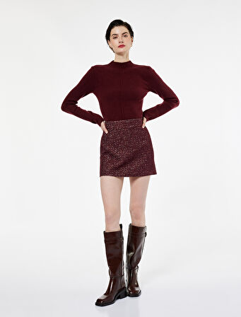 Hafif Dik Yaka Uzun Kollu Triko Kazak