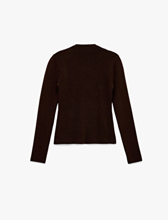 Hafif Dik Yaka Uzun Kollu Triko Kazak