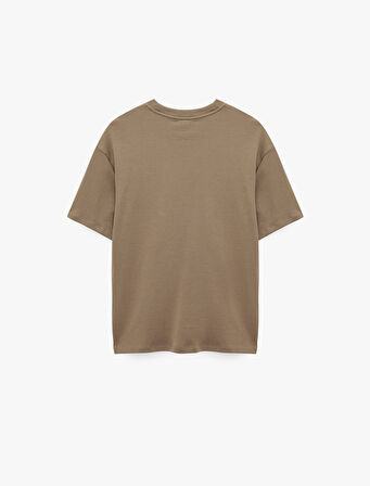 Kısa Kollu Bisiklet Yaka Pamuklu Basic Oversize Spor Tişört