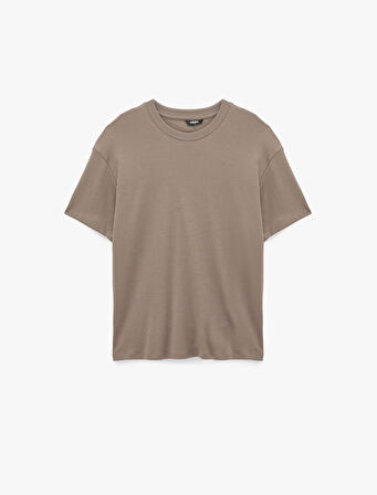 Kısa Kollu Bisiklet Yaka Pamuklu Basic Oversize Spor Tişört