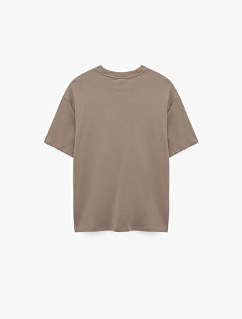 Kısa Kollu Bisiklet Yaka Pamuklu Basic Oversize Spor Tişört