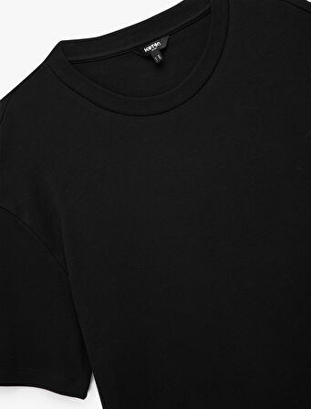 Kısa Kollu Bisiklet Yaka Pamuklu Basic Oversize Spor Tişört