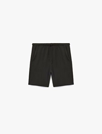 Beli Bağcıklı Pamuklu Cep Detaylı Spor Şort