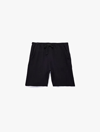 Beli Bağcıklı Pamuklu Cep Detaylı Spor Şort