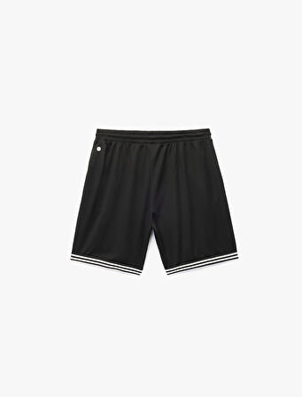 Rahat Kalıp Cepli Şerit Detaylı Beli Bağcıklı Spor Şort