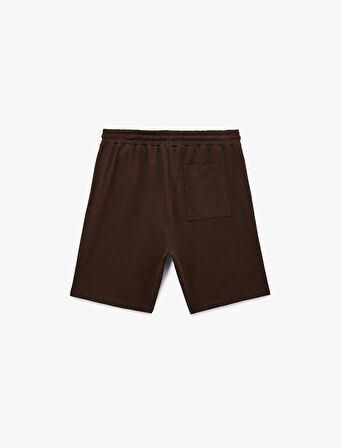 Beli Bağcıklı Cep Detaylı Pamuklu Straight Fit Spor Şort