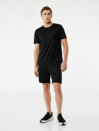 Cepli Detaylı Straight Fit Beli Lastikli Spor Şort