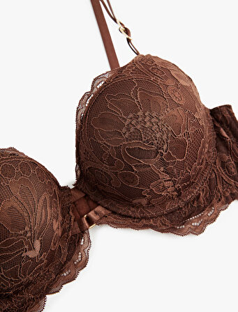 Ekstra Dolgulu Dantel Detaylı Destekli Sütyen