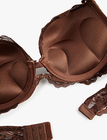 Ekstra Dolgulu Dantel Detaylı Destekli Sütyen