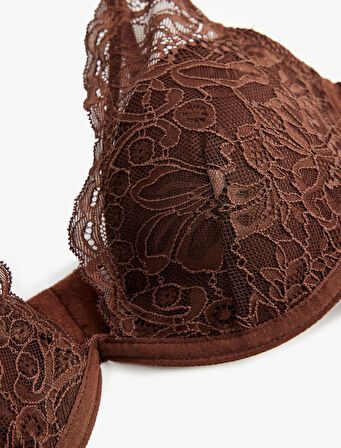 Desteksiz Rahat Kalıp Balenli Dantelli Sütyen