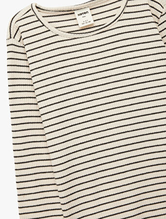 Uzun Kollu Bisiklet Yaka Çizgili Tişört