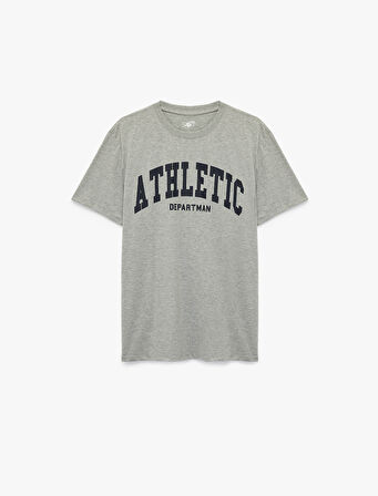 Kısa Kollu Bisiklet Yaka Baskılı Oversize Spor Tişört