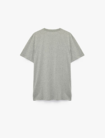 Kısa Kollu Bisiklet Yaka Baskılı Oversize Spor Tişört