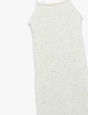 Bürümcük Kumaş Slim Fit Yırtmaç Detaylı Sırt Dekolteli Halter Yaka Uzun Elbise
