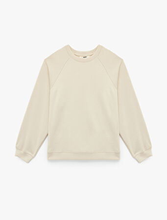 Scuba Kumaş Uzun Kollu Bisiklet Yaka Basic Sweatshirt