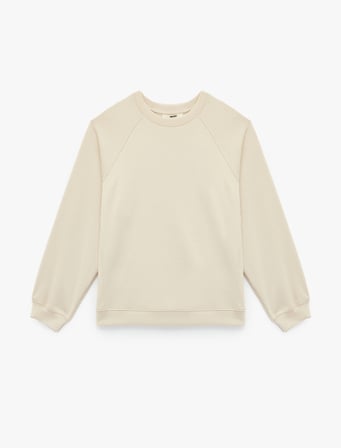 Scuba Kumaş Uzun Kollu Bisiklet Yaka Basic Sweatshirt
