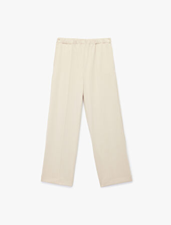 Nervürlü Scuba Kumaş Uzun Düz Bol Paça Eşofman Altı