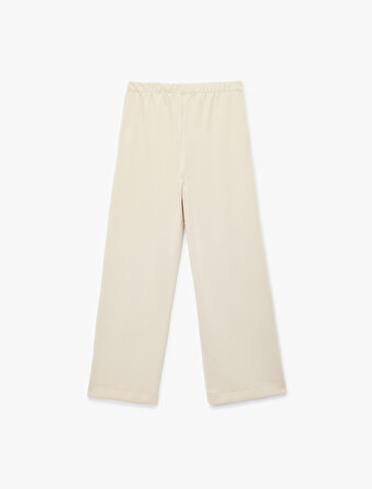 Nervürlü Scuba Kumaş Uzun Düz Bol Paça Eşofman Altı