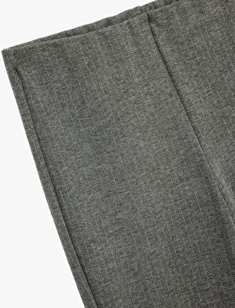 Dar Kesim Parıltılı Çizgili İspanyol Paça Kumaş Pantolon