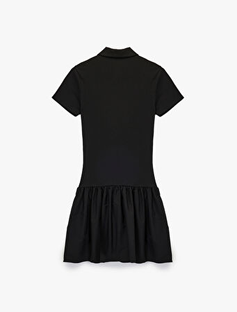 Pamuklu Düğmeli Kısa Kollu Mini Polo Yaka Elbise