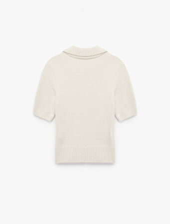 Düğmeli Kısa Kollu Polo Yaka Triko Peluş Hırka