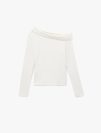 Slim Fit Uzun Kollu Omzu Açık Tişört