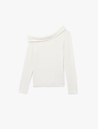 Slim Fit Uzun Kollu Omzu Açık Tişört