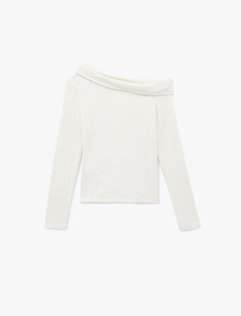 Slim Fit Uzun Kollu Omzu Açık Tişört