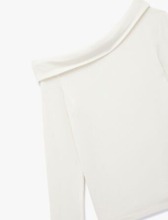 Slim Fit Uzun Kollu Omzu Açık Tişört