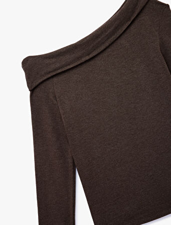 Slim Fit Uzun Kollu Omzu Açık Tişört