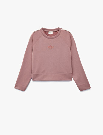 Modal Karışımlı Uzun Kollu Bisiklet Yaka Sweatshirt