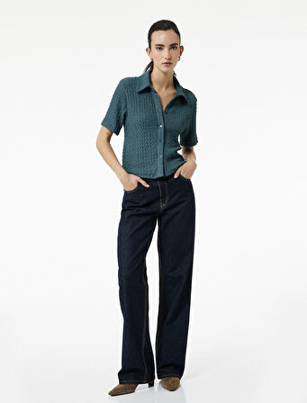Bürümcük Kumaş Slim Fit Kısa Kollu Gömlek