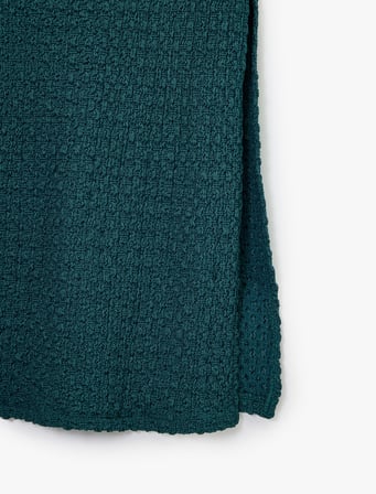 Bürümcük Kumaş Kolsuz Bisiklet Yaka Drape Detaylı Midi Kalem Elbise