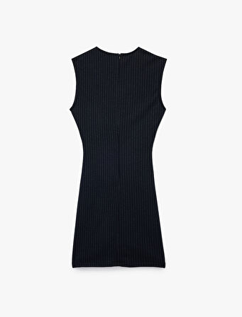 Bisiklet Yaka Drape Detaylı Mini Kolsuz Elbise