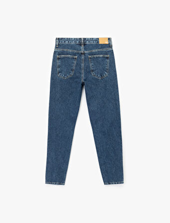 Pamuklu Yüksek Bel Regular Fit Mom Jean Pantolon - Mom Jeans