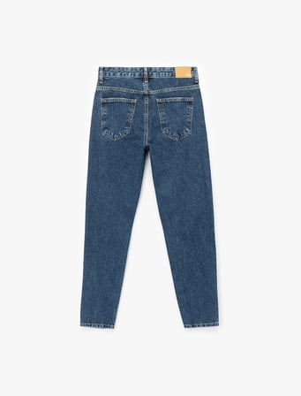 Pamuklu Yüksek Bel Regular Fit Mom Jean Pantolon - Mom Jeans