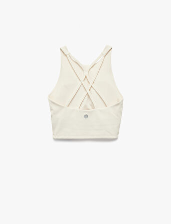 Kolsuz Bisiklet Yaka İnterlok Çapraz Sırt Askılı Kaplı Sporcu Sütyeni