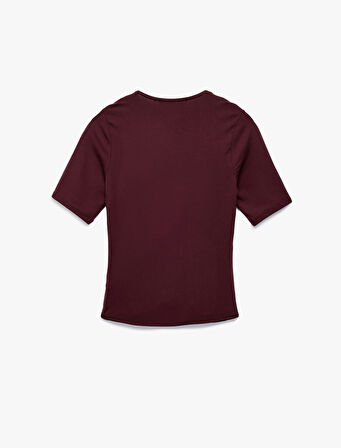 Slim Fit Kısa Kollu Düşük Omuz Kruvaze Bluz