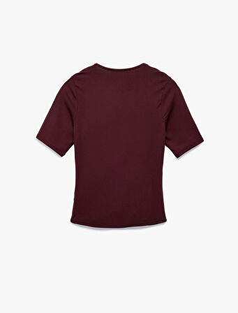 Slim Fit Kısa Kollu Düşük Omuz Kruvaze Bluz
