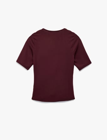 Slim Fit Kısa Kollu Düşük Omuz Kruvaze Bluz